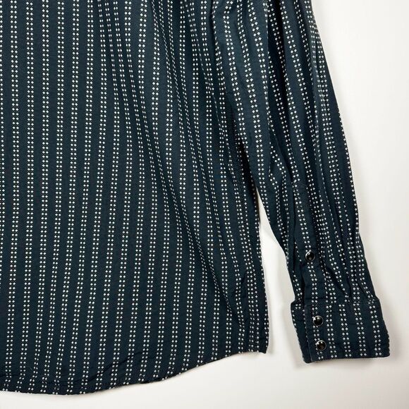 Cody James Western Shirt Mens Large Black White Stripe Sawtooth Pockets Snap - Picture 5 of 16